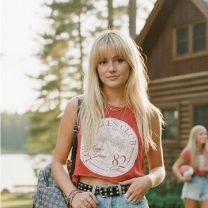 Prince Peter Collection Los Angeles Rodeo Drive Red Distressed Cropped Tee-M